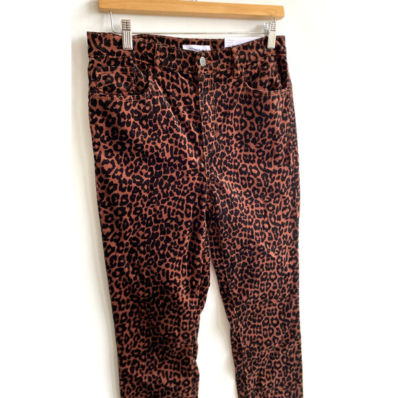 LOFT Skinny High Rise Skinny Leopard Print Velvet Corduroy Pants Size 6/28 NWT - Picture 2 of 5